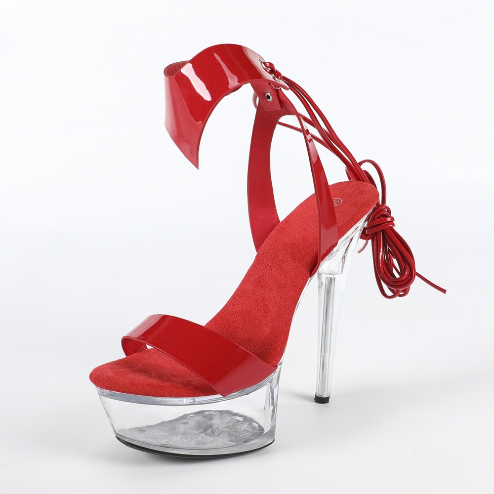 Summer high-heeled transparent fine-root platform for women