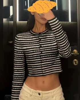 Short knitted cardigan round neck tops for women