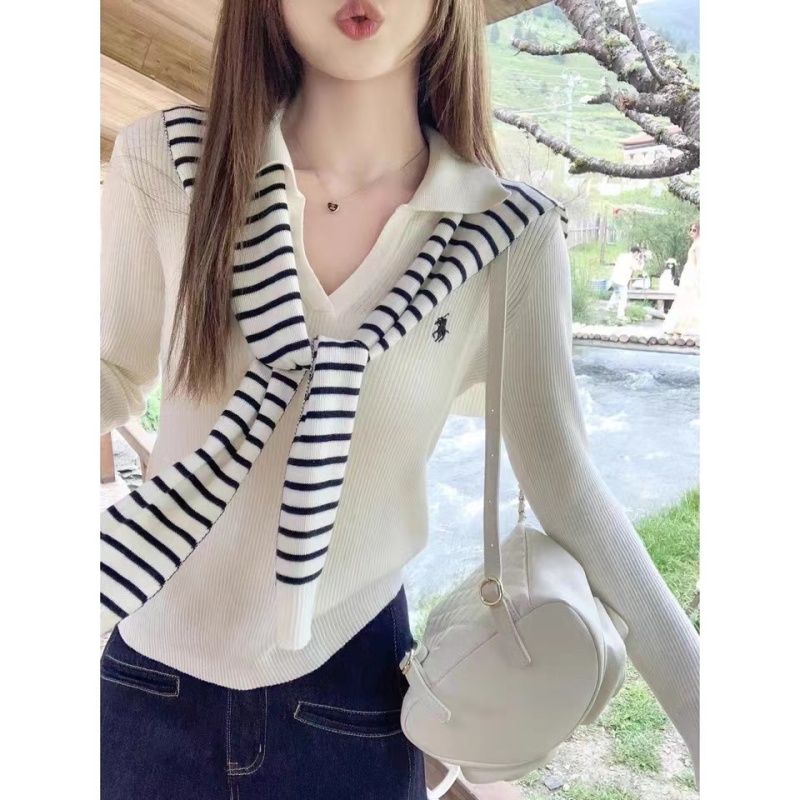 All-match embroidery fashion knitted cardigan