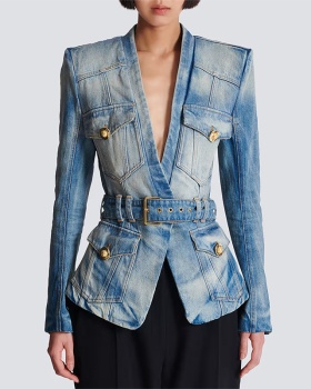Slim waistband washed jacket autumn fashion coat