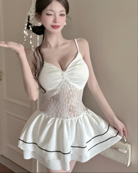 Lace sexy sling bottoming package hip splice dress