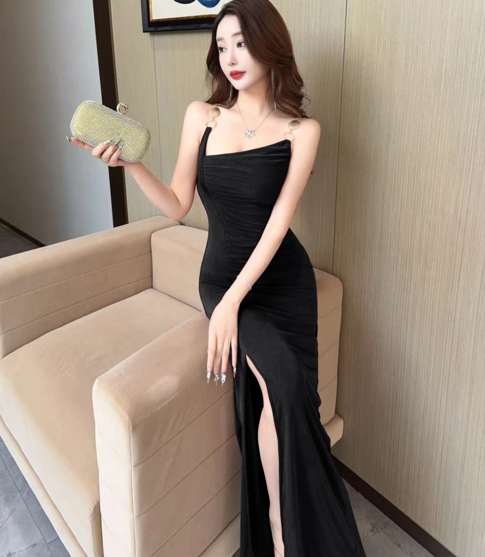 Long sexy temperament formal dress split slim fashion dress