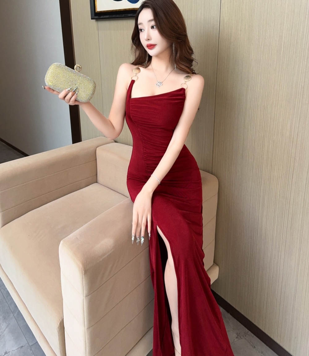 Long sexy temperament formal dress split slim fashion dress