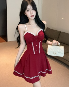 Bottoming spicegirl dress A-line wrapped chest strap dress