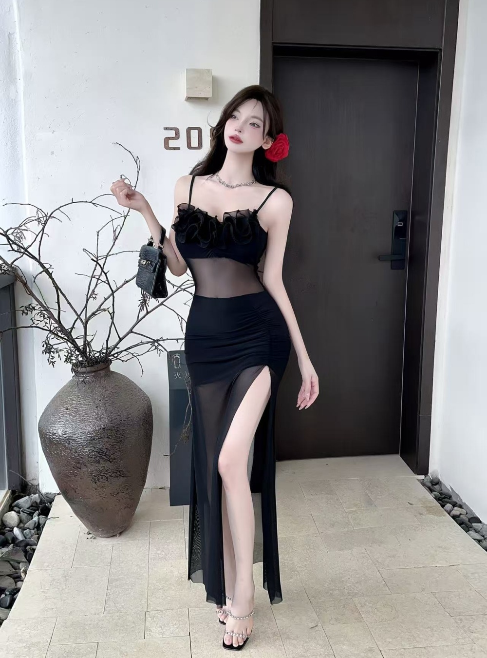 Sandy beach vacation halter enticement dress for women