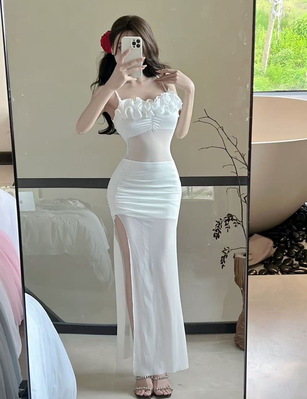 Sandy beach vacation halter enticement dress for women