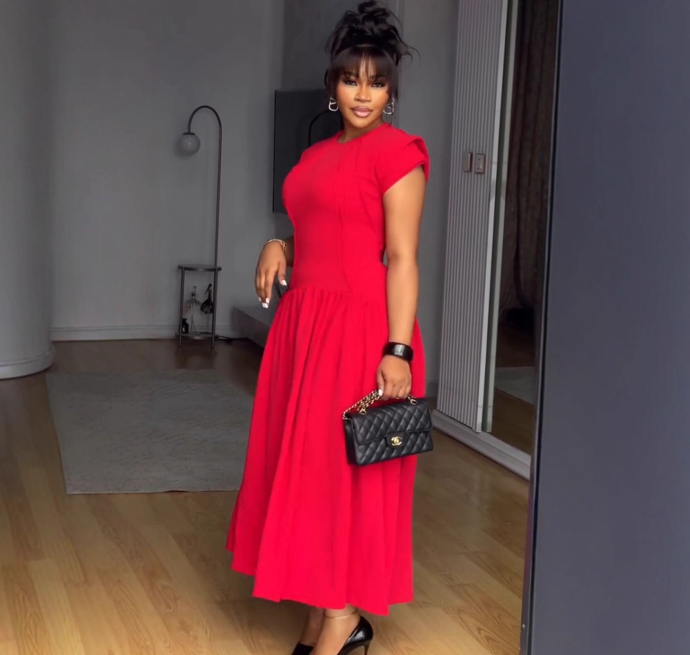 Boats sleeve elasticity pinched waist fold elegant dress