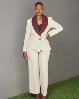 Large lapel elegant Casual business suit 2pcs set