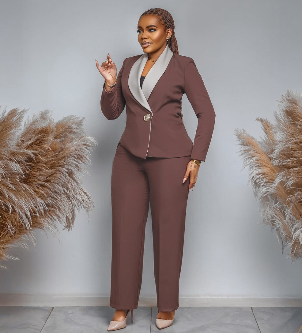Large lapel elegant Casual business suit 2pcs set