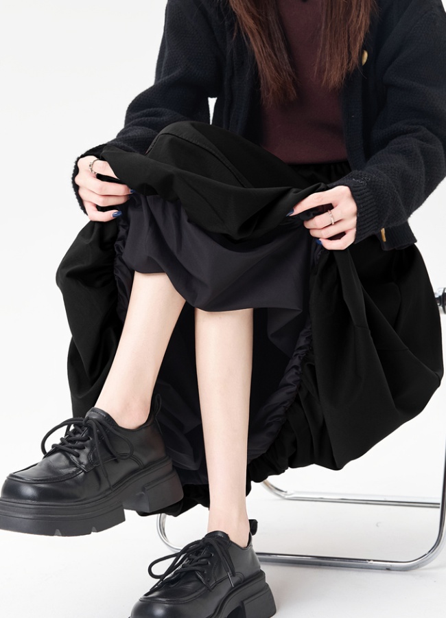 Bud splice autumn long dress A-line lantern skirt