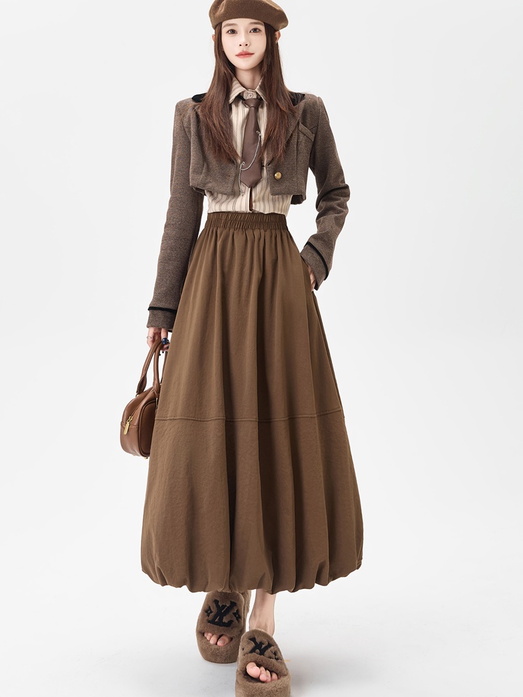 Bud splice autumn long dress A-line lantern skirt