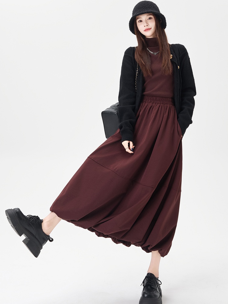 Bud splice autumn long dress A-line lantern skirt