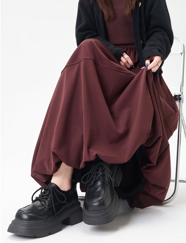 Bud splice autumn long dress A-line lantern skirt