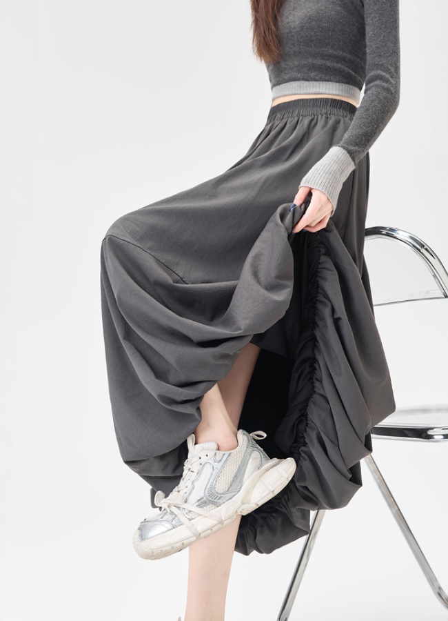 Bud splice autumn long dress A-line lantern skirt
