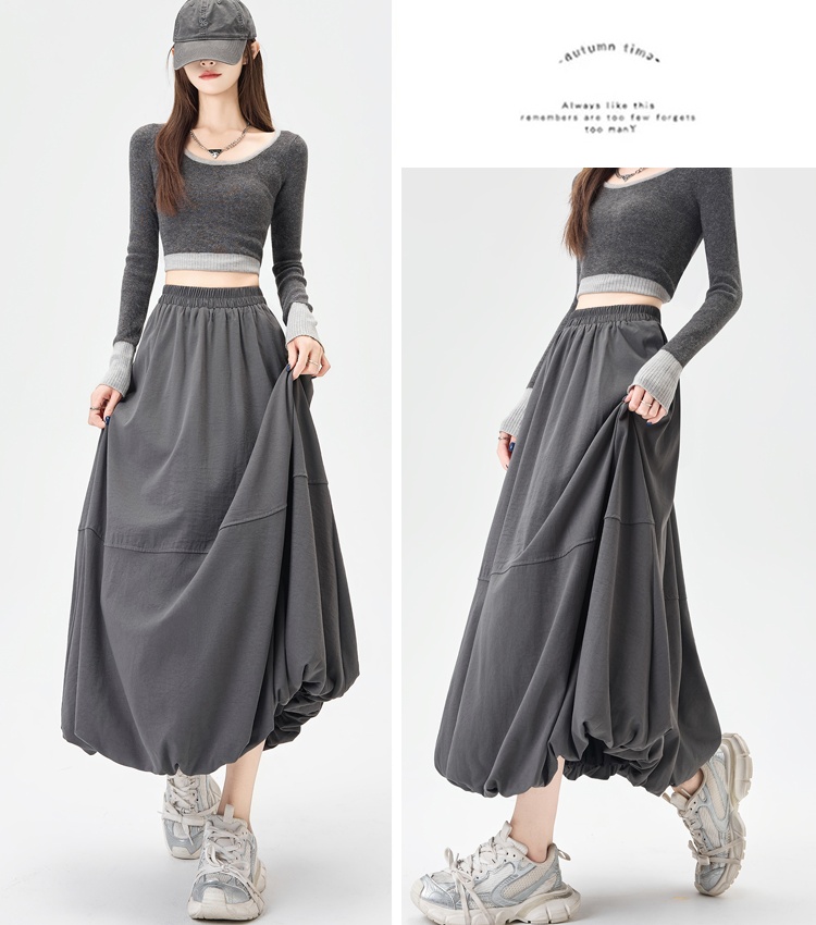 Bud splice autumn long dress A-line lantern skirt