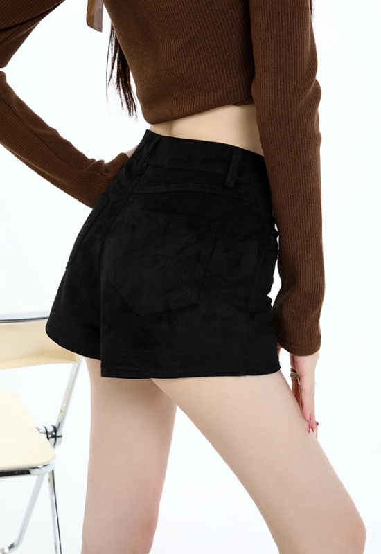 Leather cashmere autumn boots pants slim shorts for women