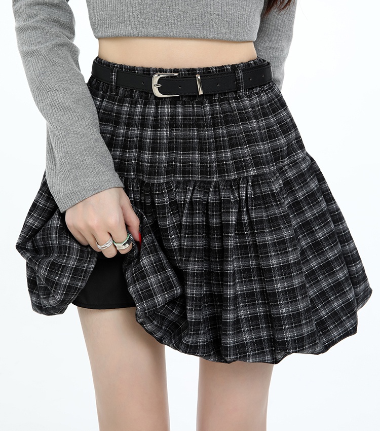 Bud A-line slim puff skirt retro autumn skirt for women