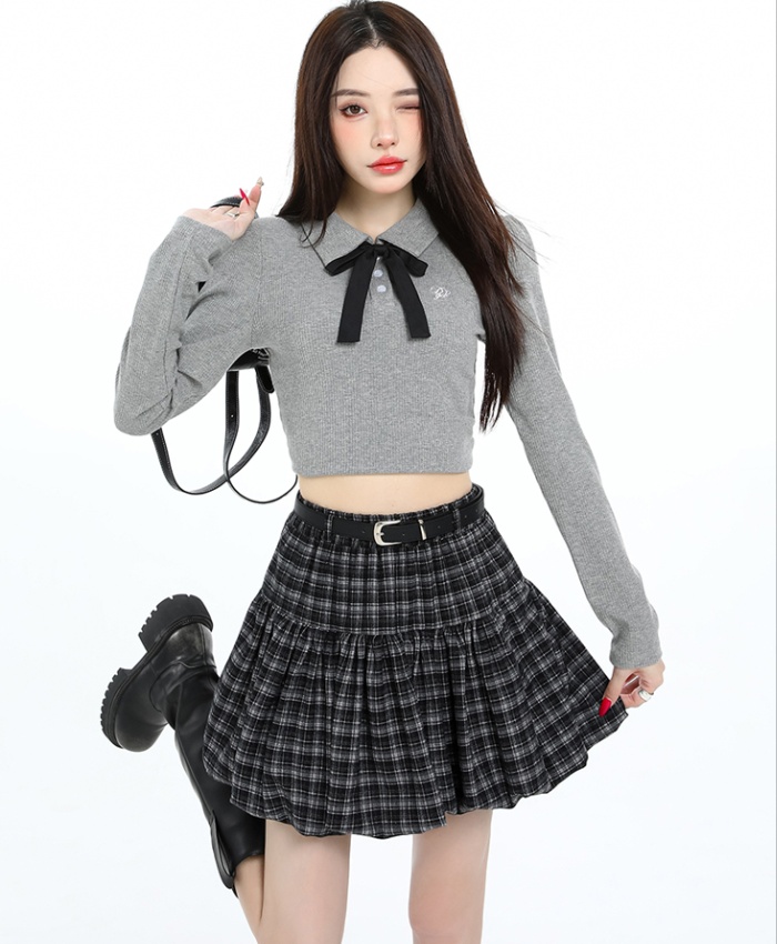 Bud A-line slim puff skirt retro autumn skirt for women