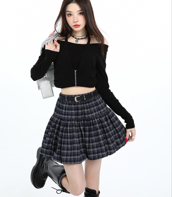 Bud A-line slim puff skirt retro autumn skirt for women