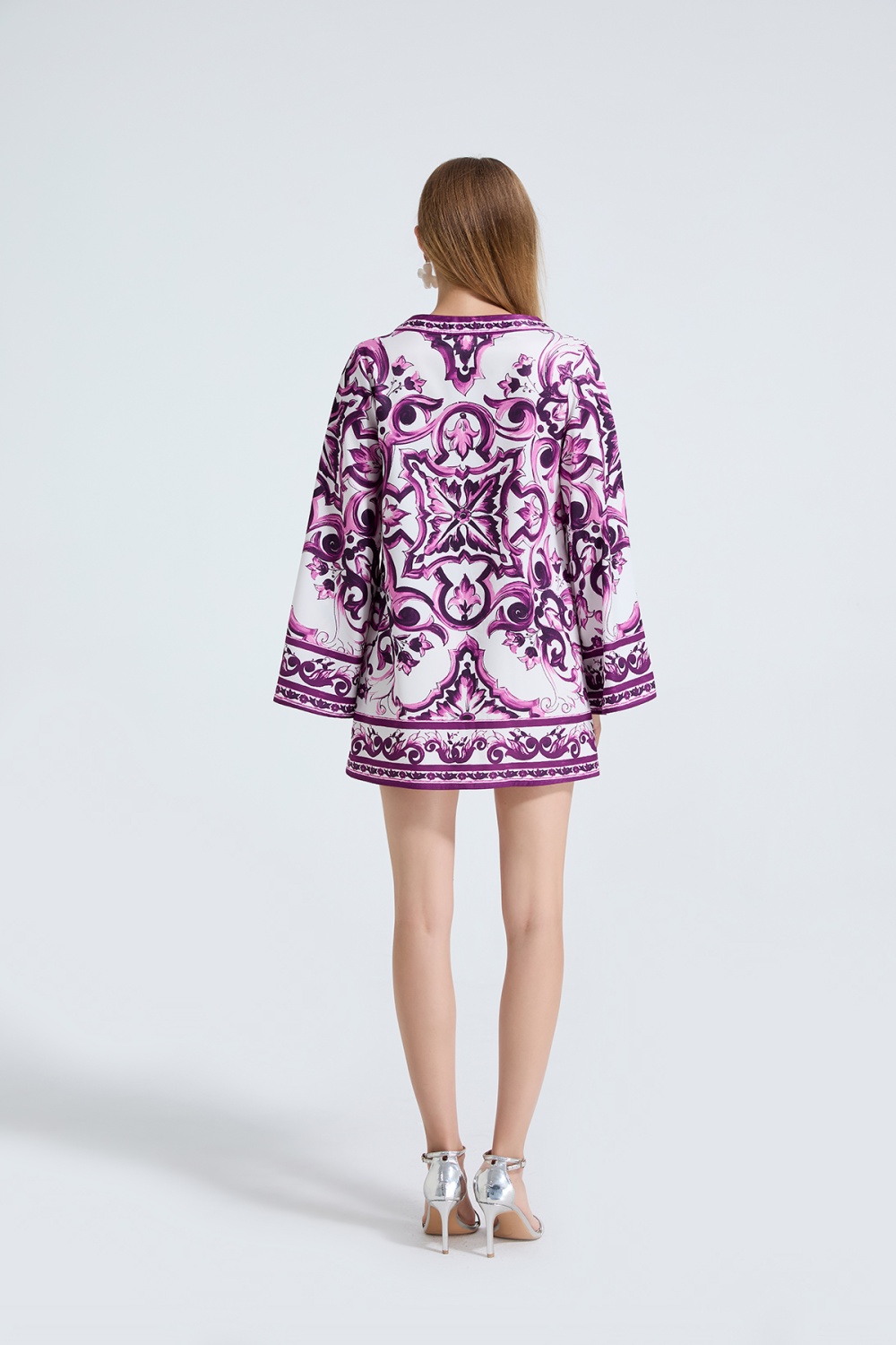 Personality retro loose long sleeve printing dress