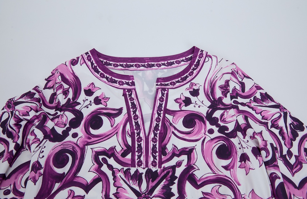 Personality retro loose long sleeve printing dress