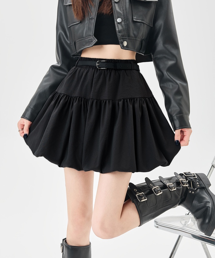 High waist lantern puff skirt A-line bud skirt for women