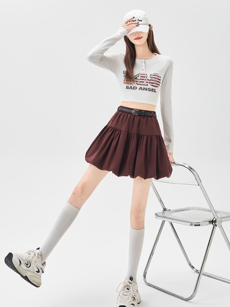 High waist lantern puff skirt A-line bud skirt for women