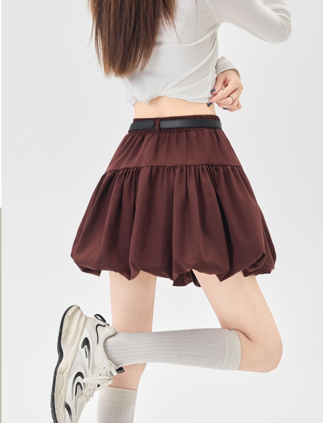 High waist lantern puff skirt A-line bud skirt for women
