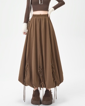 Autumn bandage bud long dress elastic waist lantern skirt for women