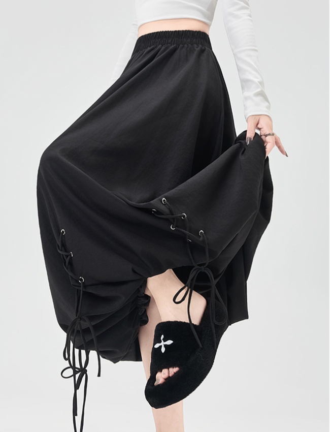 Autumn bandage bud long dress elastic waist lantern skirt for women
