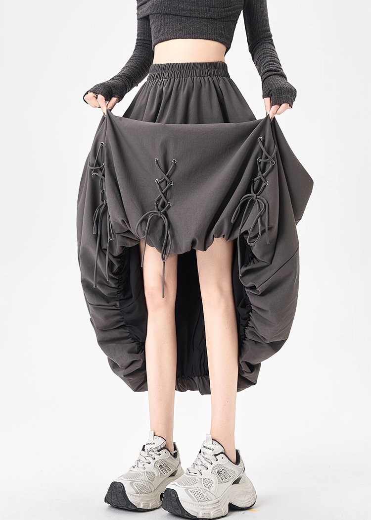 Autumn bandage bud long dress elastic waist lantern skirt for women