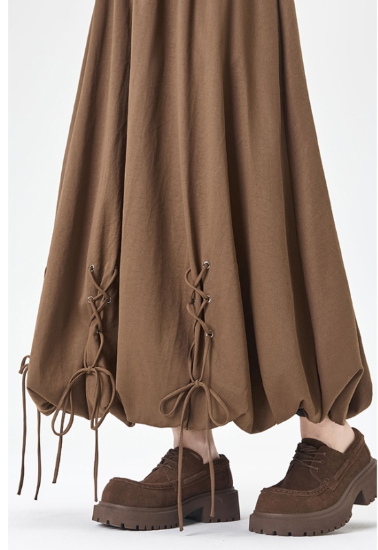 Autumn bandage bud long dress elastic waist lantern skirt for women