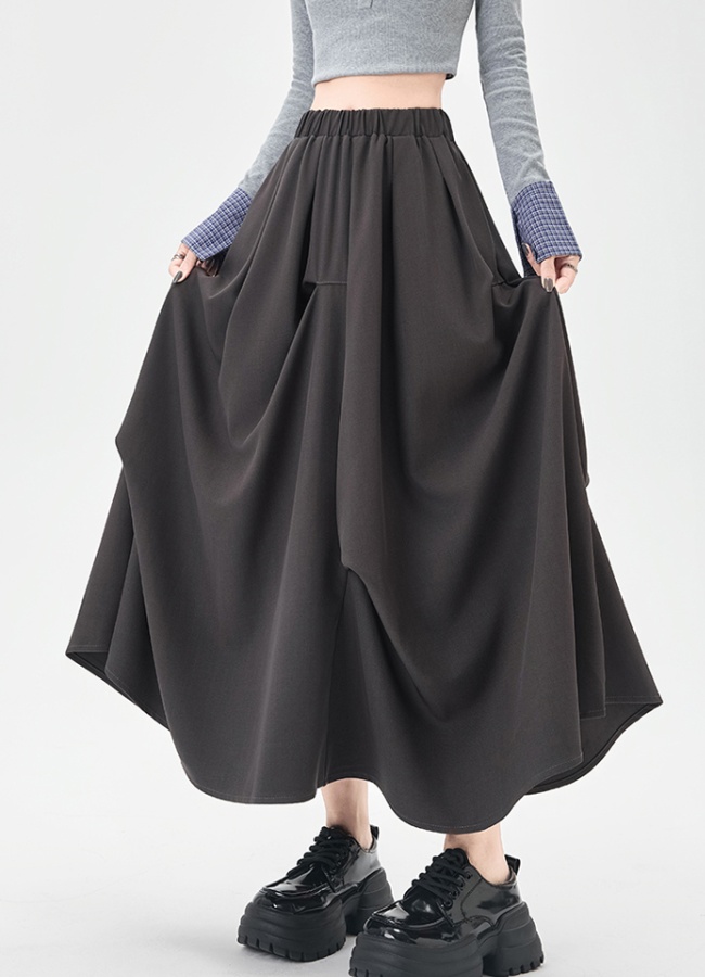 Long irregular autumn A-line big skirt skirt for women