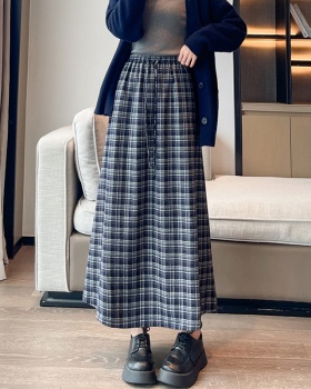 A-line drawstring retro long Casual autumn skirt for women