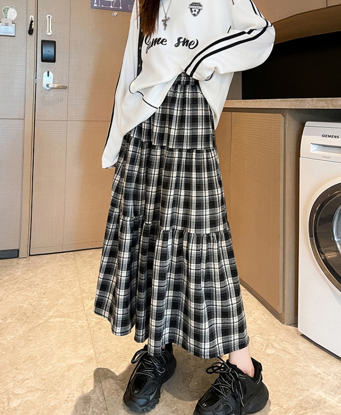 Thick and disorderly plaid skirt cake long dress for women