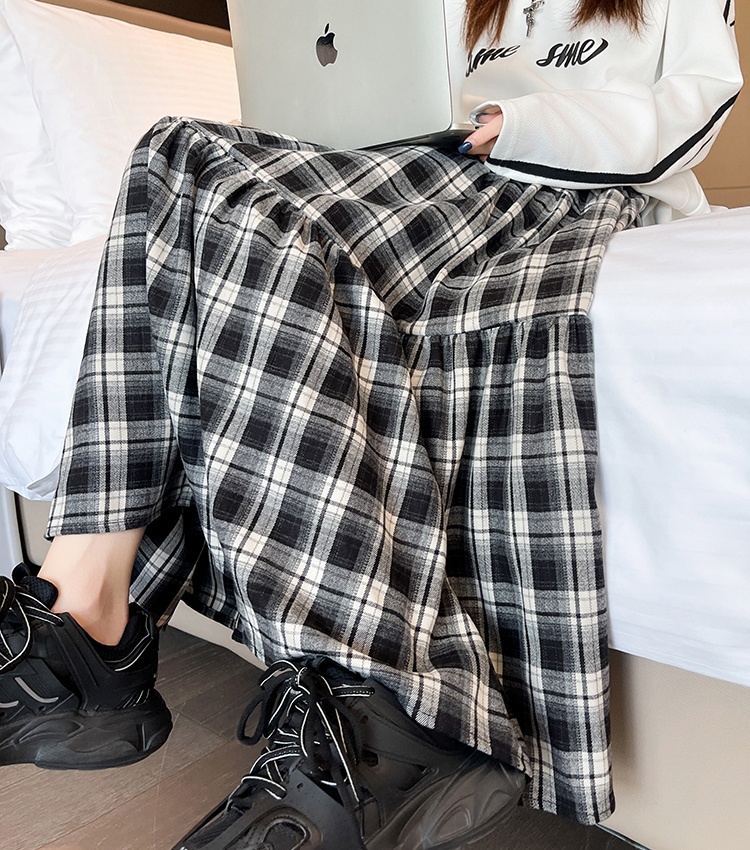 Thick and disorderly plaid skirt cake long dress for women