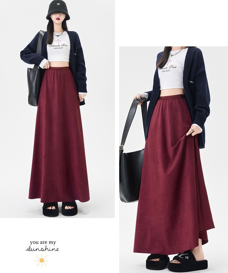 Drape A-line long skirt autumn skirt for women