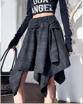Plaid retro short skirt bandage A-line skirt