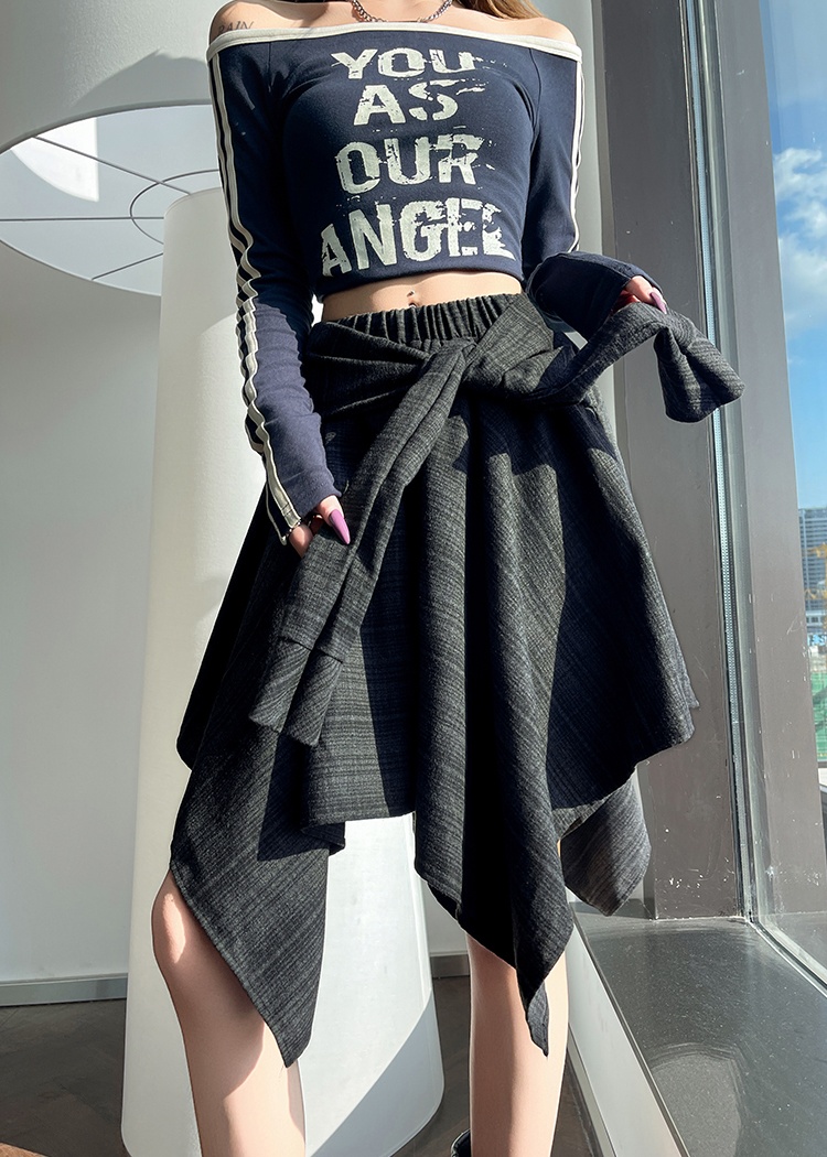Plaid retro short skirt bandage A-line skirt