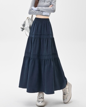 Splice long puff skirt cake high waist skirt for women
