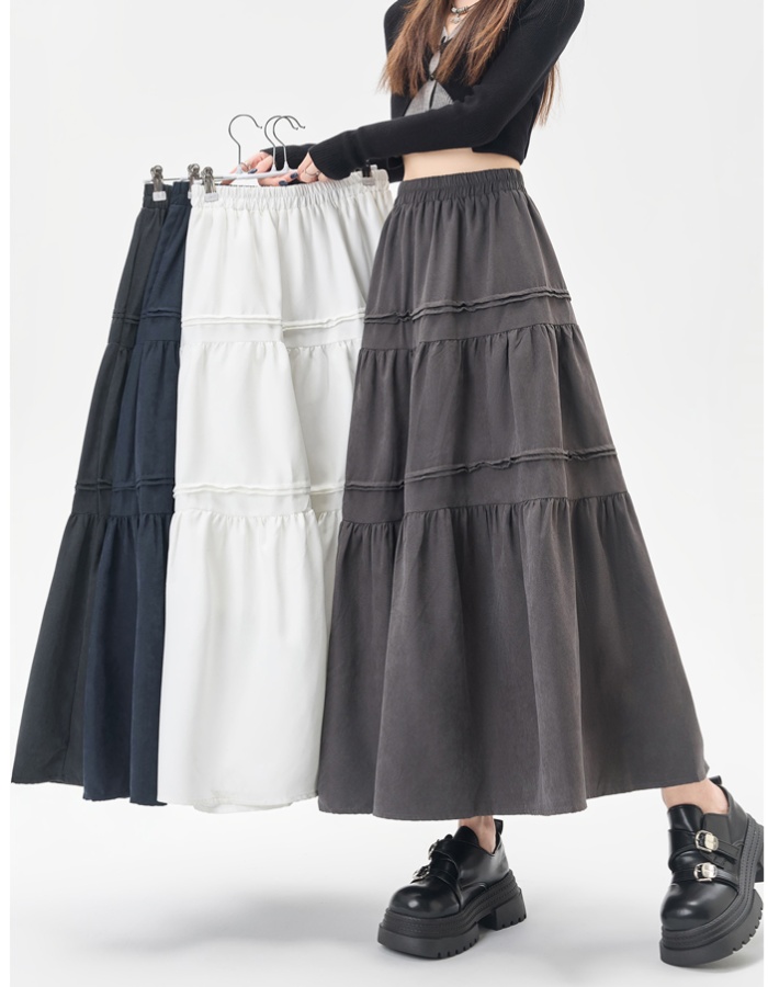 Splice long puff skirt cake high waist skirt for women