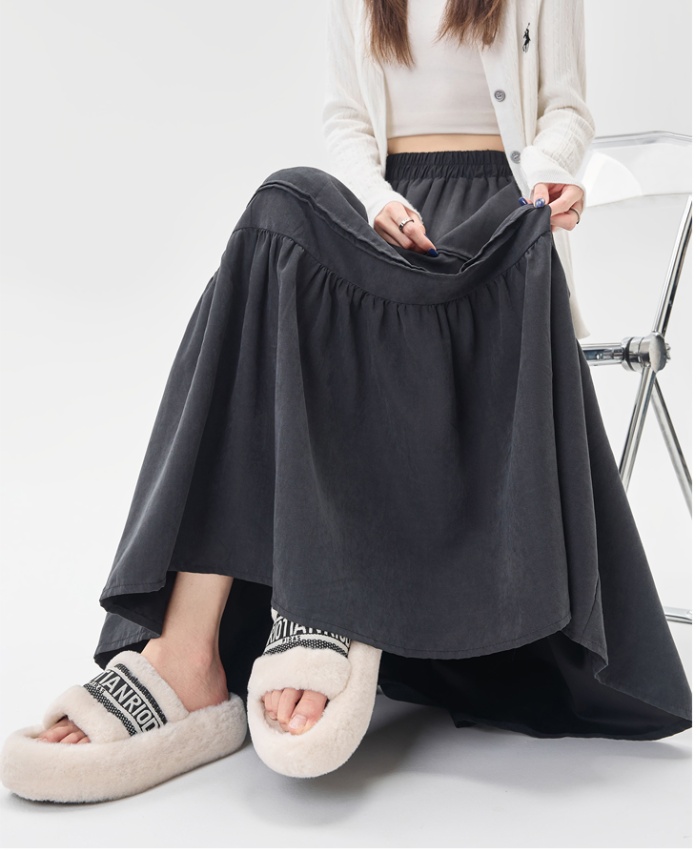 Splice long puff skirt cake high waist skirt for women