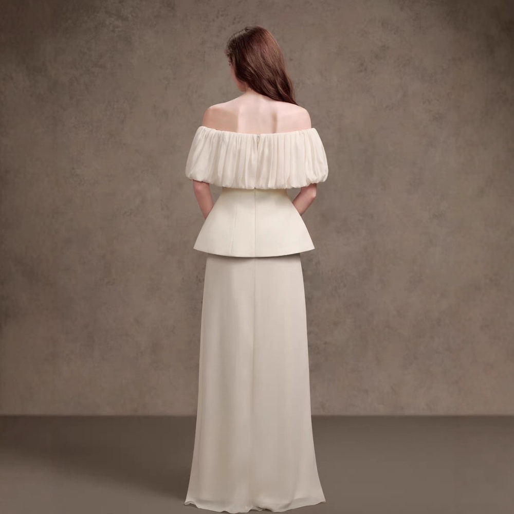 Lotus leaf edges long skirt ladies tops 2pcs set
