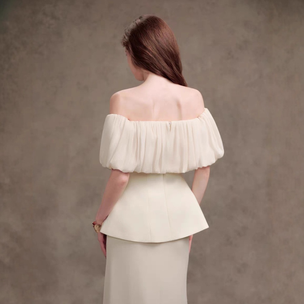 Lotus leaf edges long skirt ladies tops 2pcs set