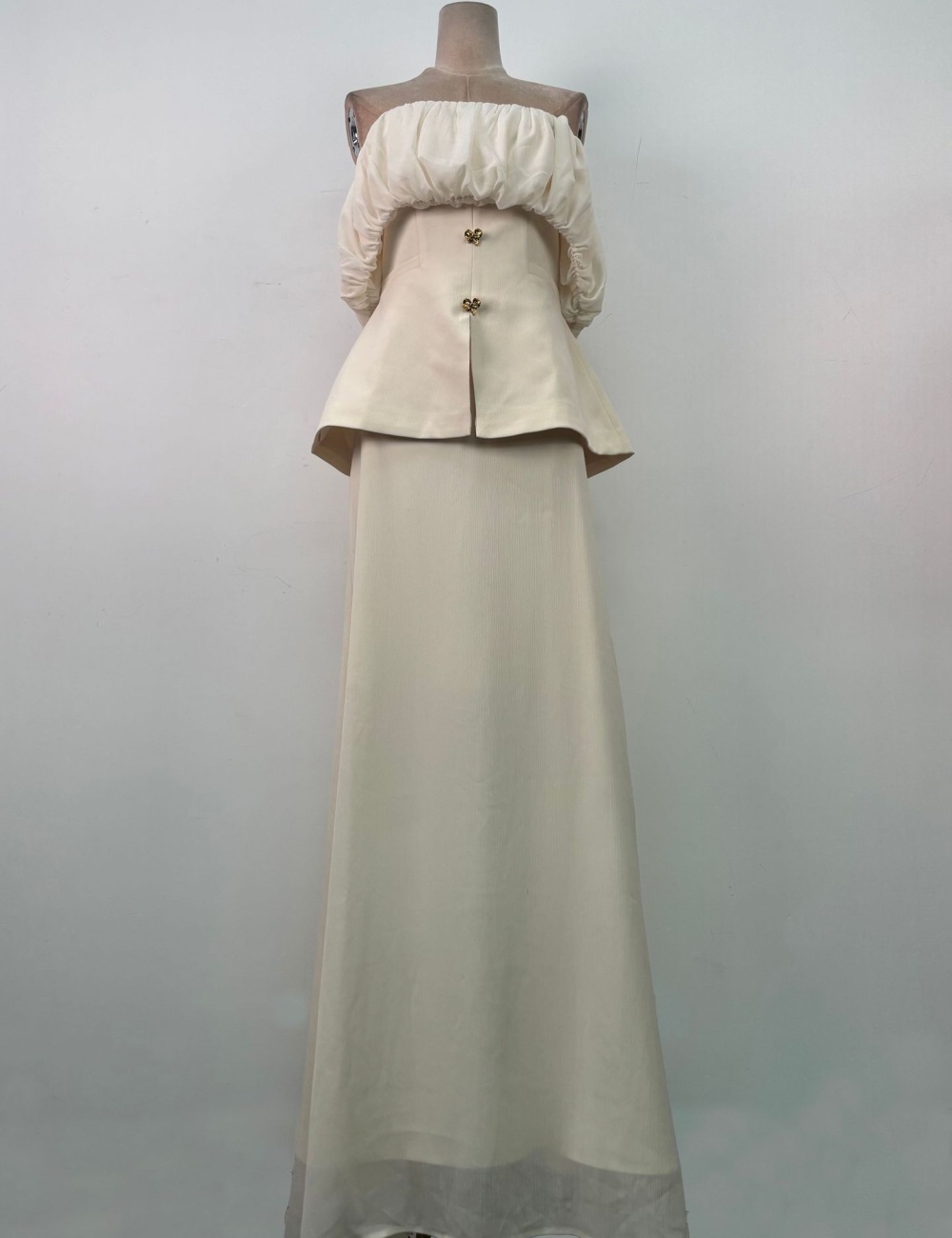 Lotus leaf edges long skirt ladies tops 2pcs set