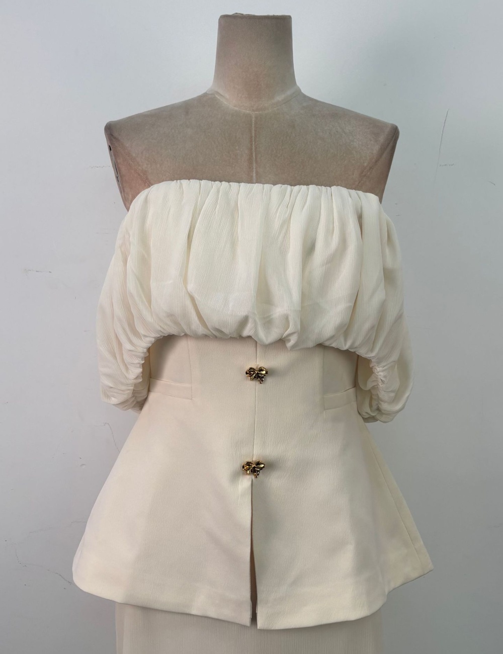 Lotus leaf edges long skirt ladies tops 2pcs set
