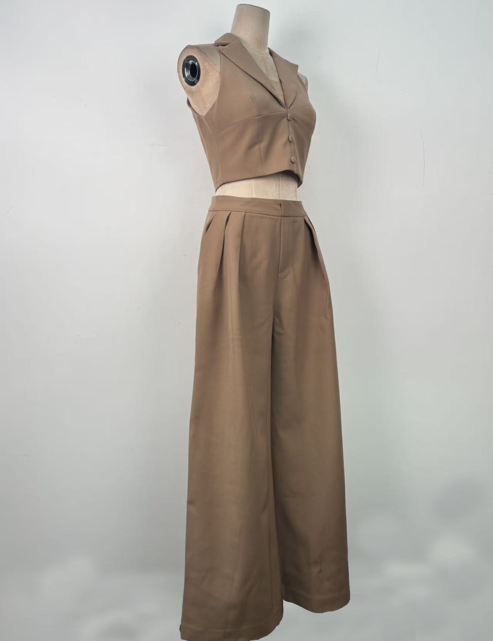 Wide leg halter tops high waist long pants 2pcs set