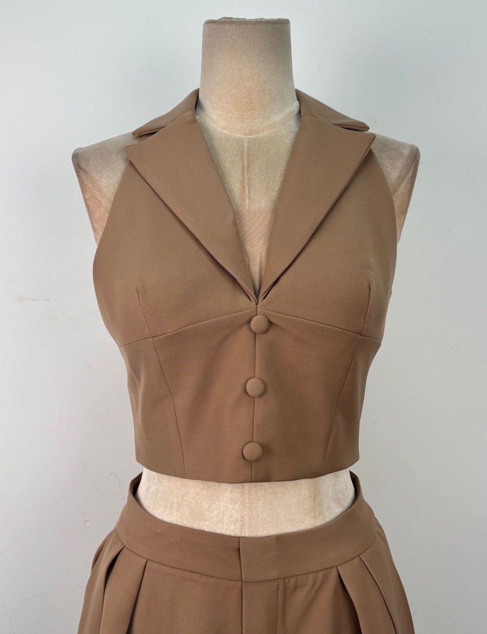 Wide leg halter tops high waist long pants 2pcs set