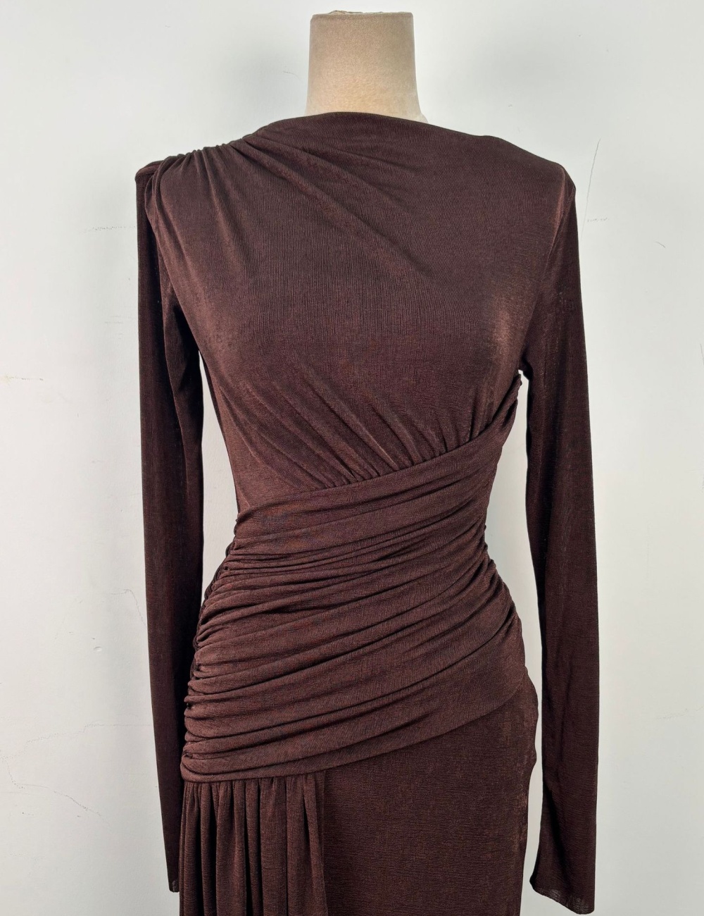 Asymmetry fold slim long dress simple niche dress