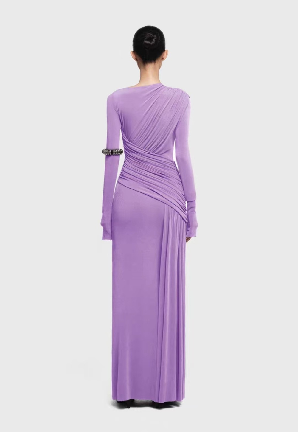 Asymmetry fold slim long dress simple niche dress